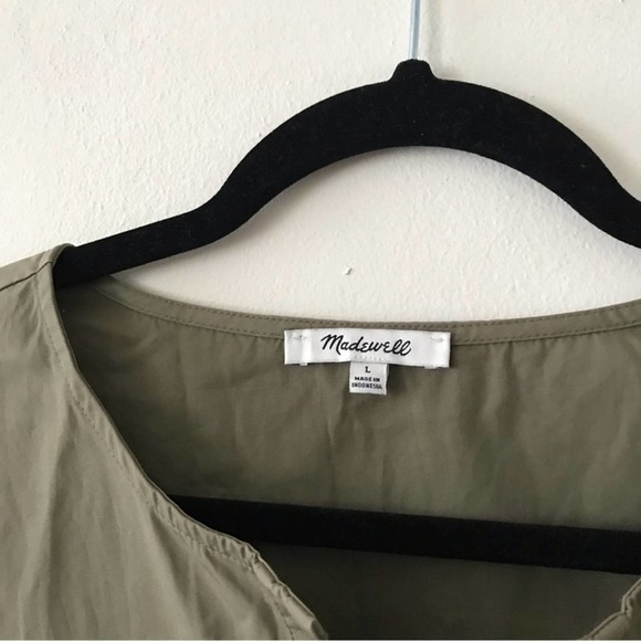 Madewell Button Front Short Sleeve Tiered Mini Dress - Picture 3 of 6